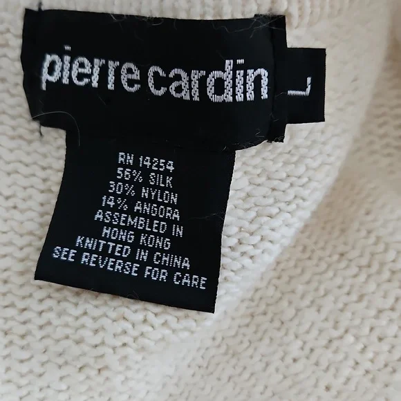 Pierre Cardin Cream Red Embellished Cardigan Sweater Size Large Vintage - Picture 12 of 13